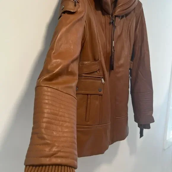 NWT Christian Reed Leather Long Aviator Jacket Medium - Picture 4 of 10